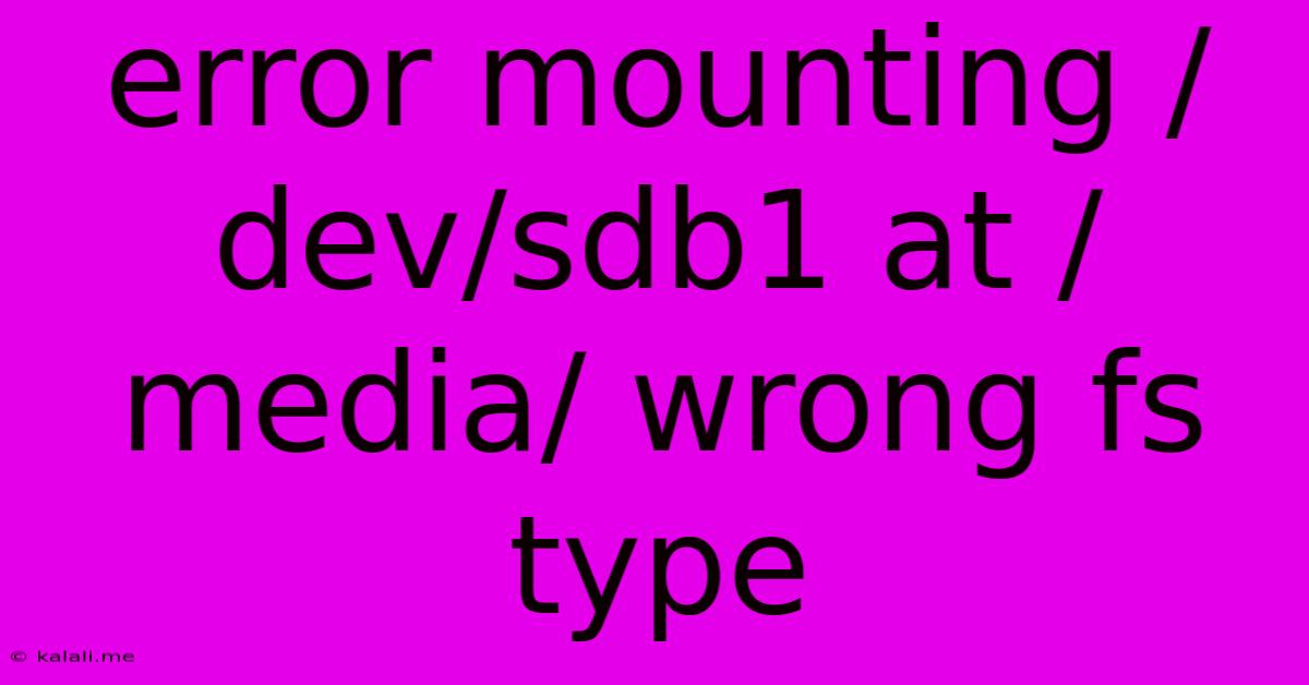 Error Mounting /dev/sdb1 At /media/ Wrong Fs Type