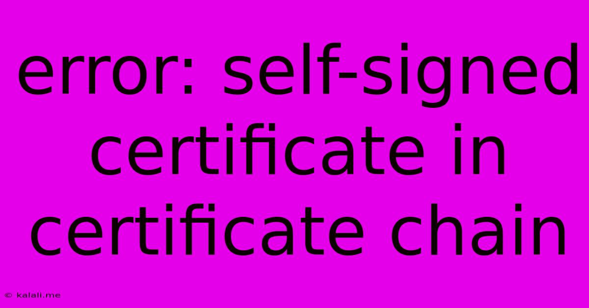 Error: Self-signed Certificate In Certificate Chain