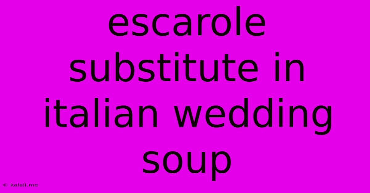 Escarole Substitute In Italian Wedding Soup