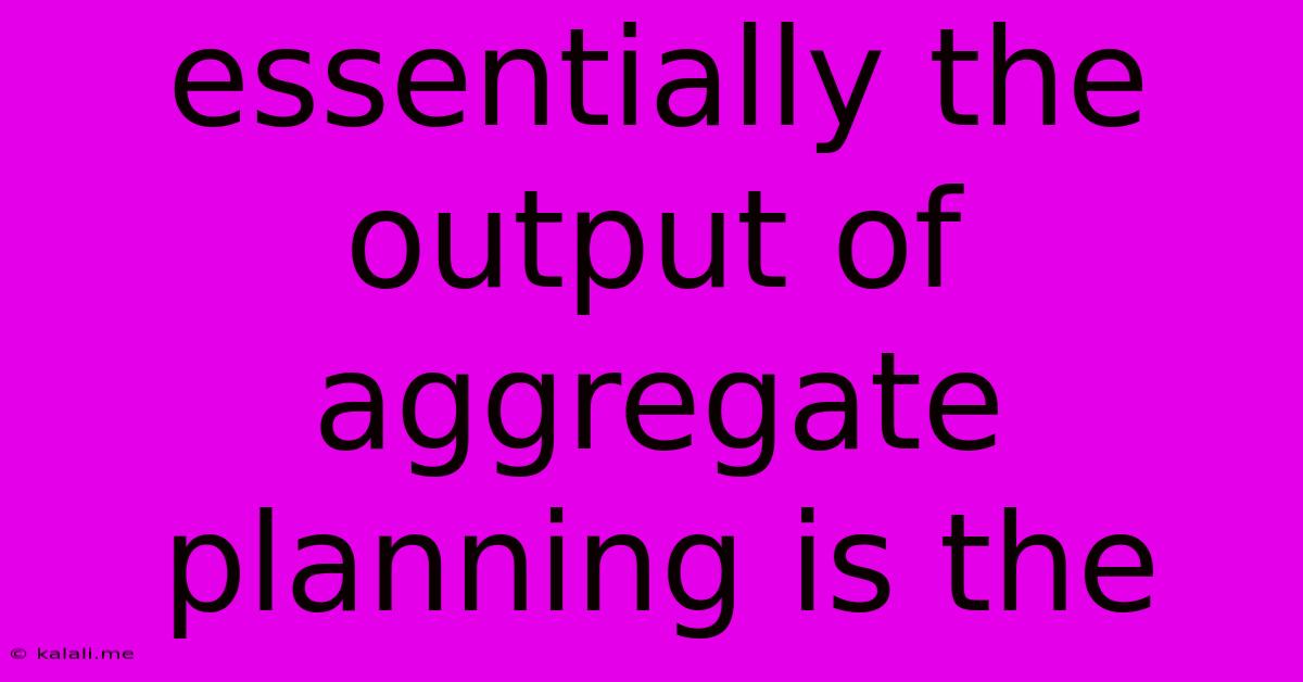 Essentially The Output Of Aggregate Planning Is The