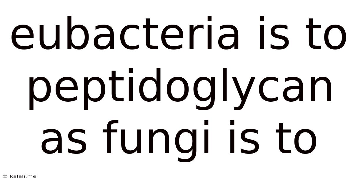Eubacteria Is To Peptidoglycan As Fungi Is To