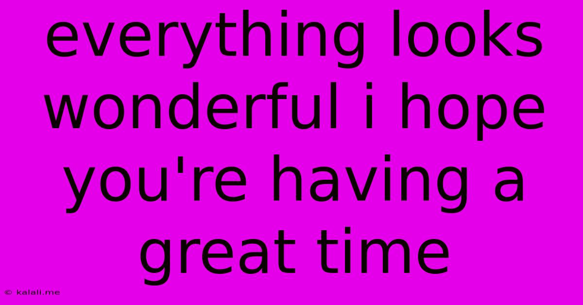 Everything Looks Wonderful I Hope You're Having A Great Time