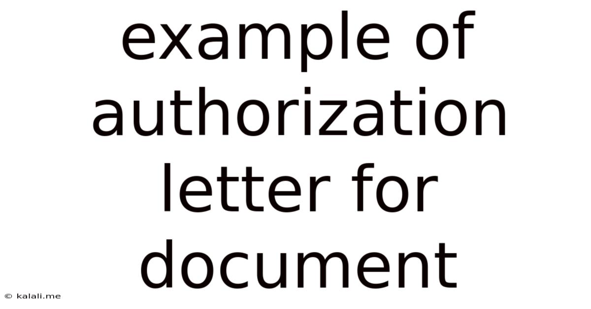 Example Of Authorization Letter For Document