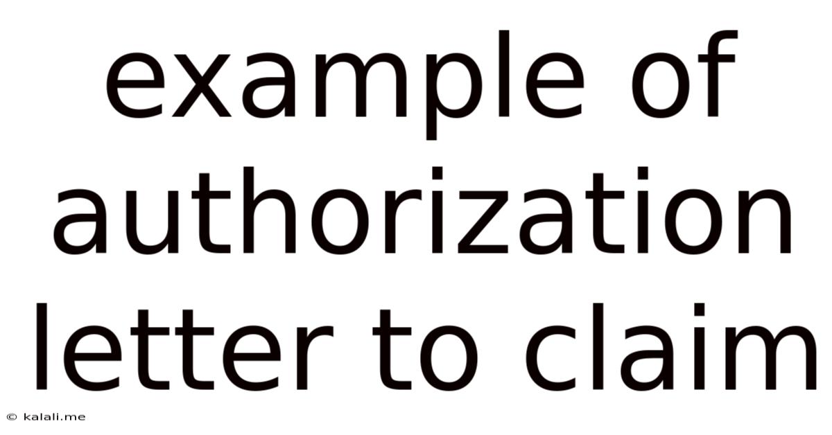 Example Of Authorization Letter To Claim
