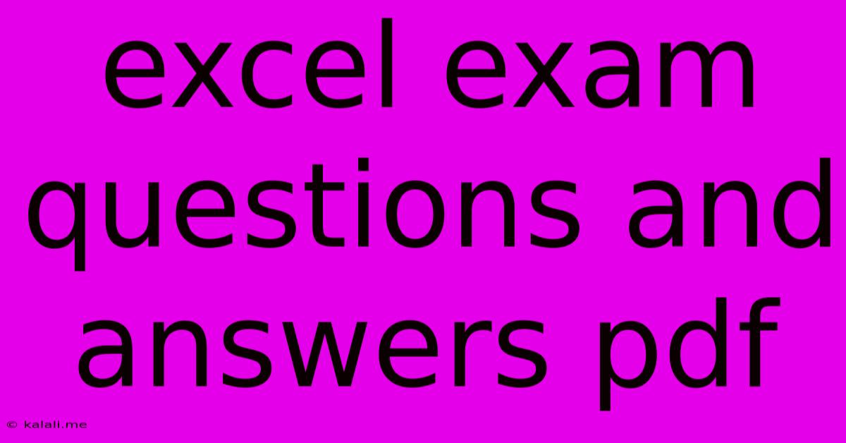 Excel Exam Questions And Answers Pdf