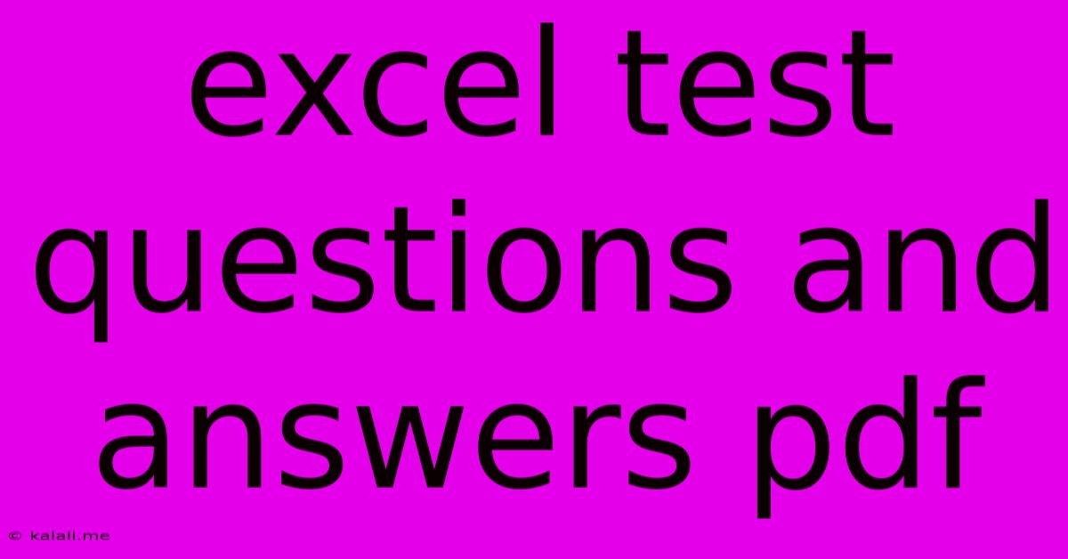 Excel Test Questions And Answers Pdf