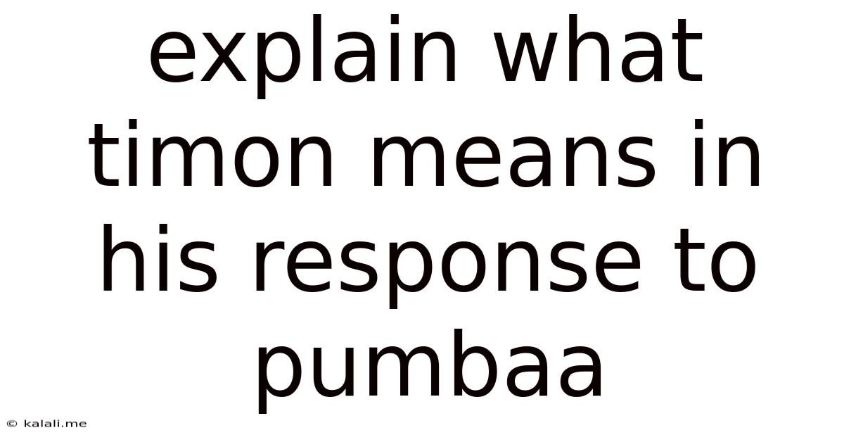 Explain What Timon Means In His Response To Pumbaa