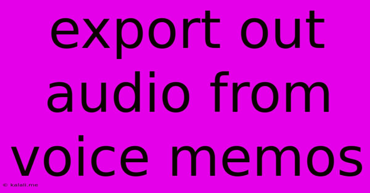 Export Out Audio From Voice Memos