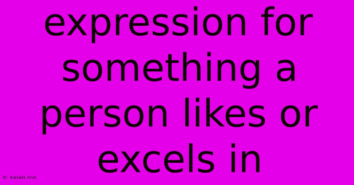 Expression For Something A Person Likes Or Excels In
