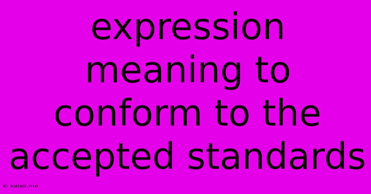 Expression Meaning To Conform To The Accepted Standards