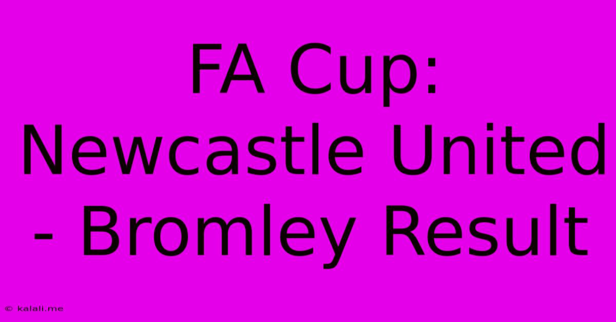 FA Cup: Newcastle United - Bromley Result