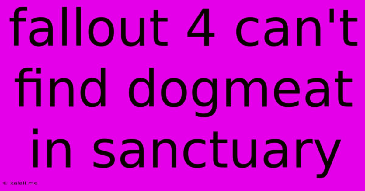 Fallout 4 Can't Find Dogmeat In Sanctuary