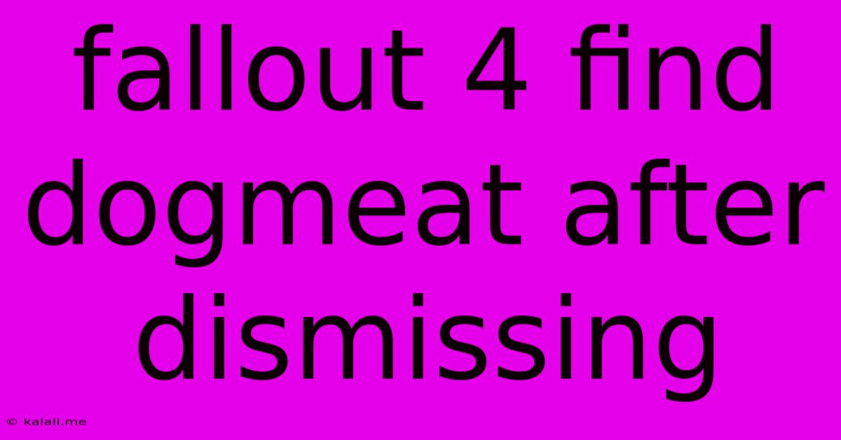 Fallout 4 Find Dogmeat After Dismissing