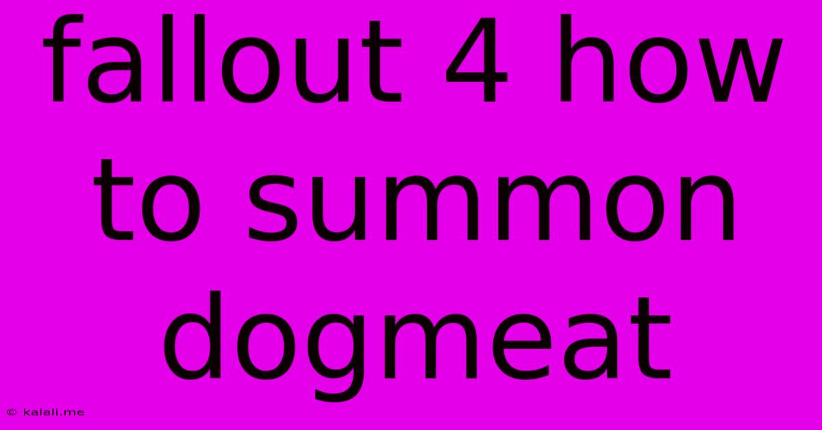 Fallout 4 How To Summon Dogmeat