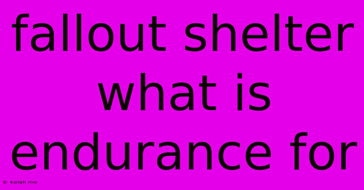Fallout Shelter What Is Endurance For