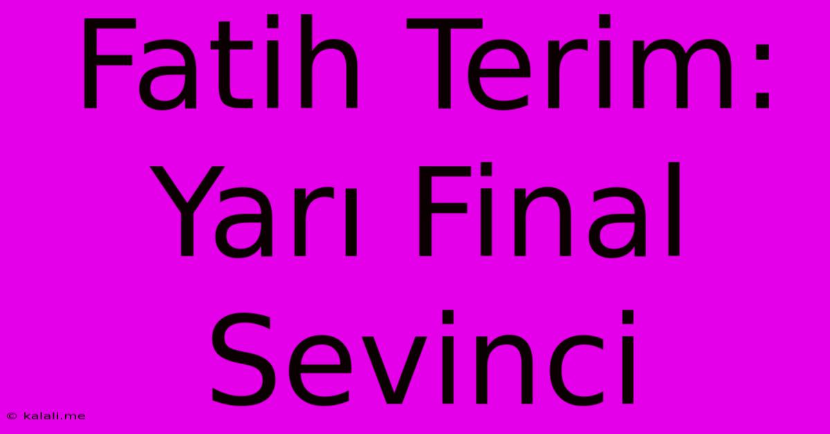 Fatih Terim: Yarı Final Sevinci