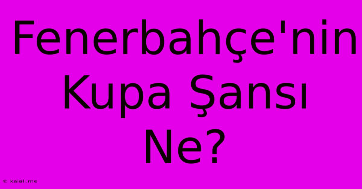 Fenerbahçe'nin Kupa Şansı Ne?