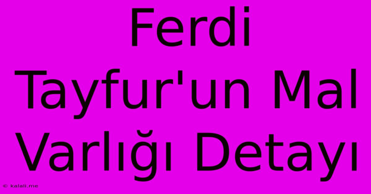 Ferdi Tayfur'un Mal Varlığı Detayı