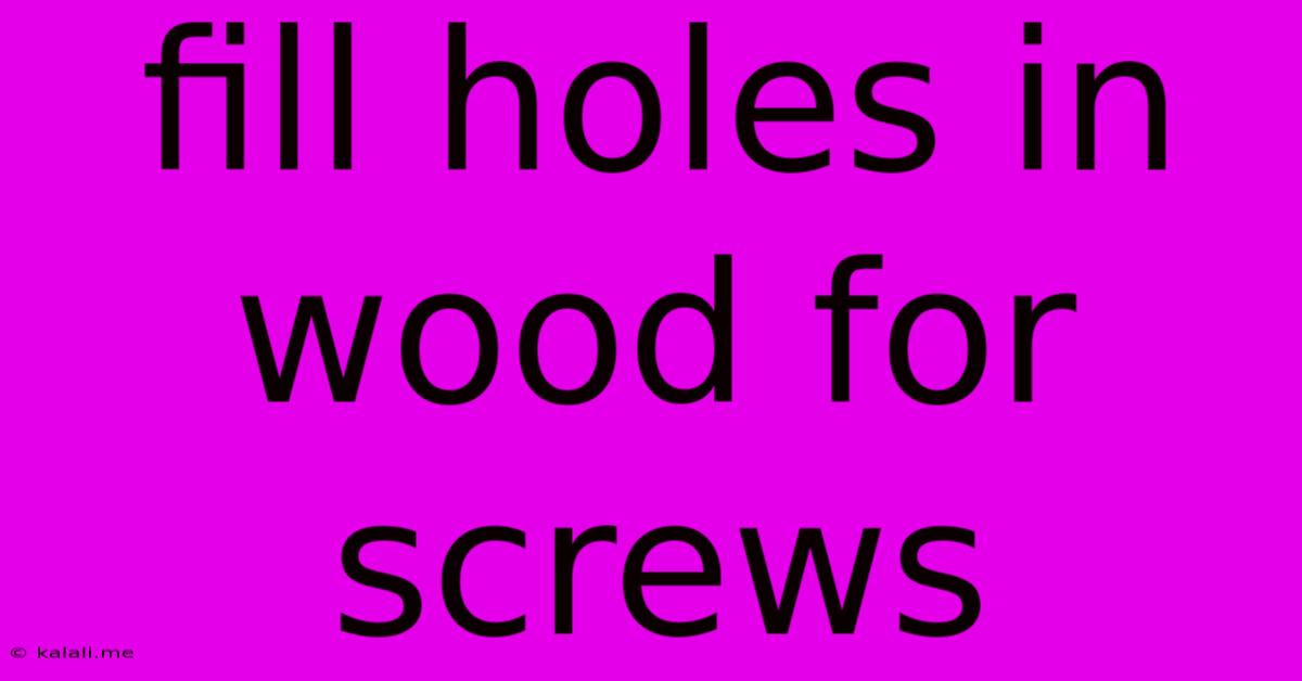 Fill Holes In Wood For Screws