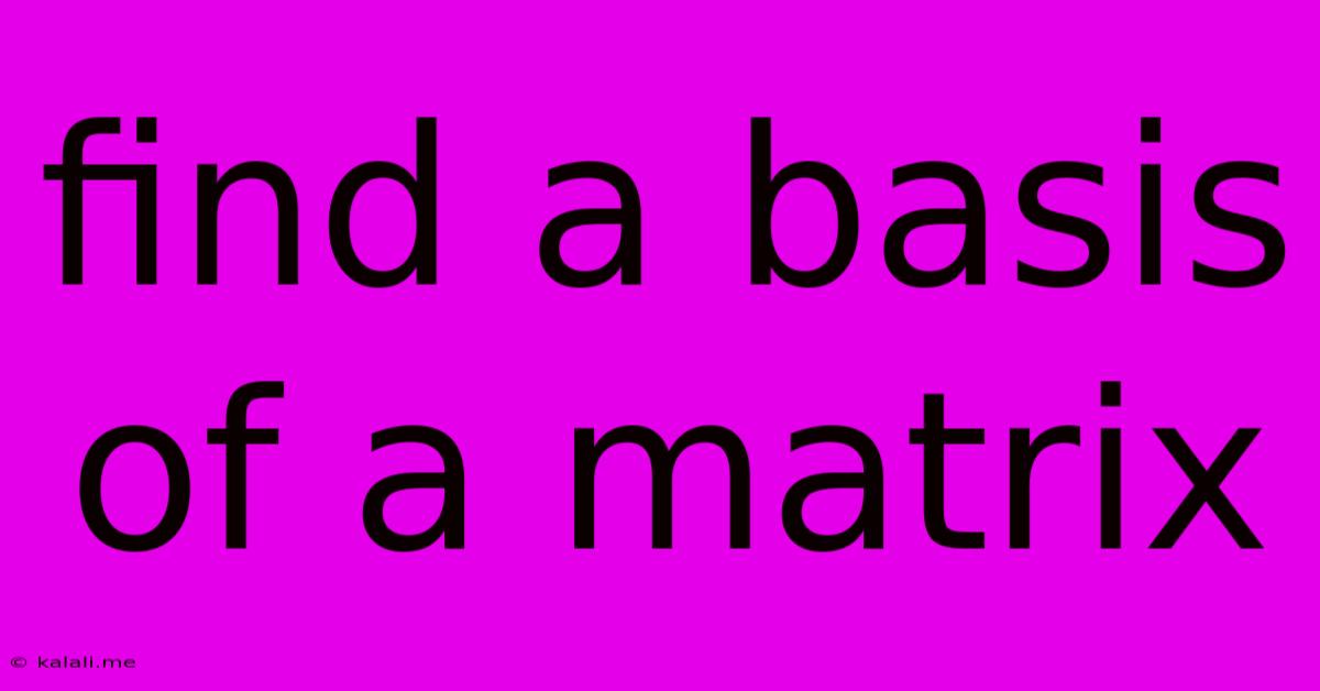 Find A Basis Of A Matrix