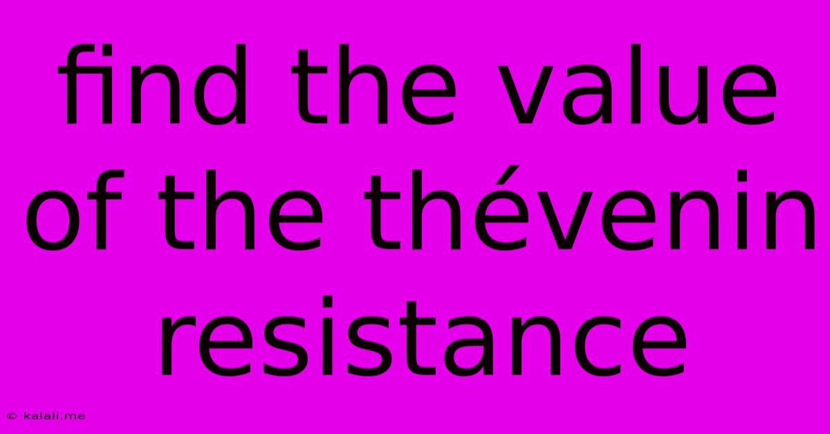 Find The Value Of The Thévenin Resistance