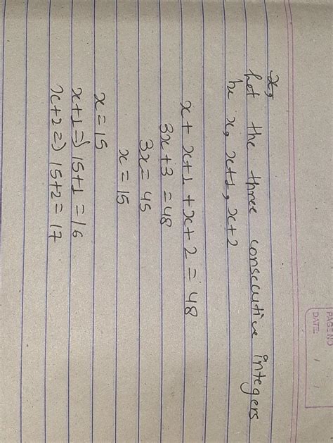 Find Three Consecutive Integers With A Sum Of 48.