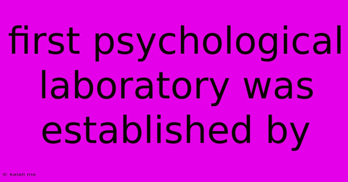 First Psychological Laboratory Was Established By