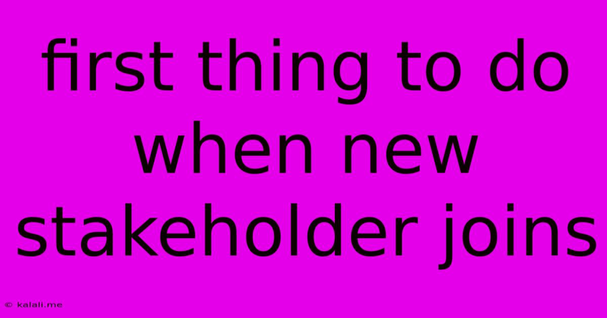 First Thing To Do When New Stakeholder Joins