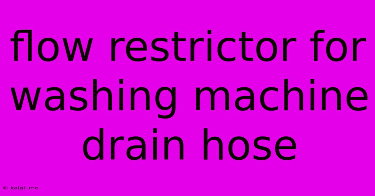 Flow Restrictor For Washing Machine Drain Hose