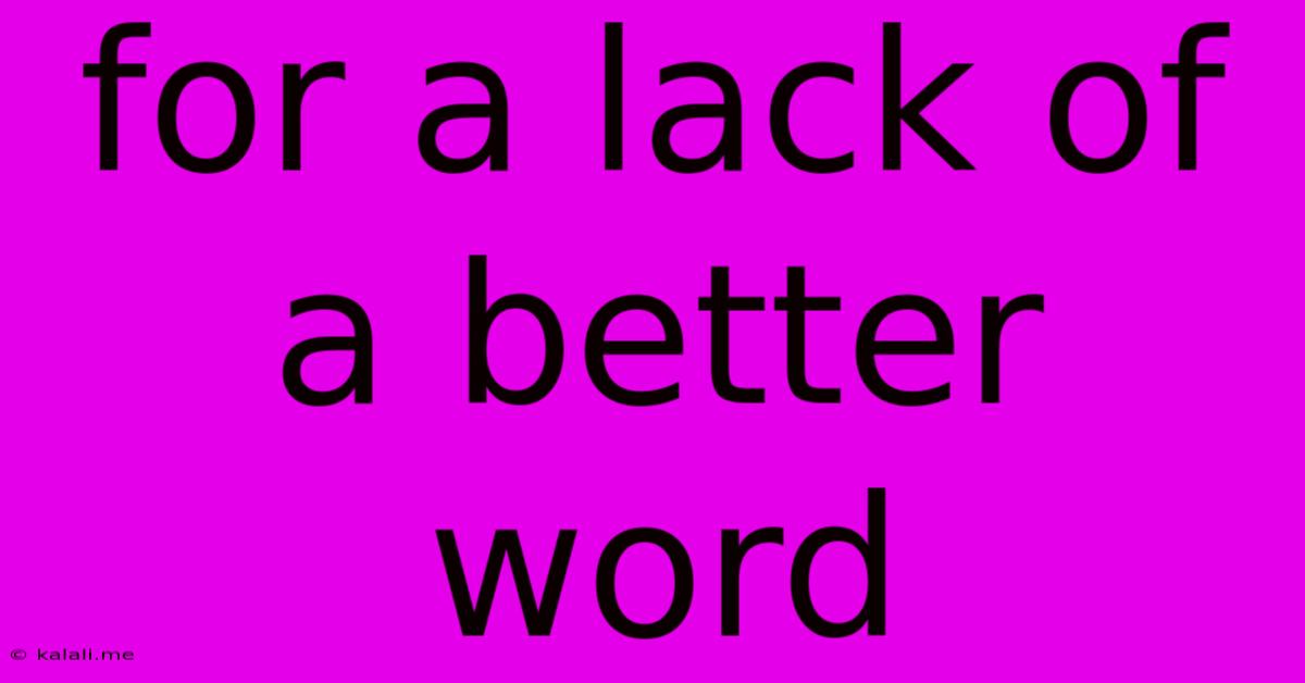 For A Lack Of A Better Word