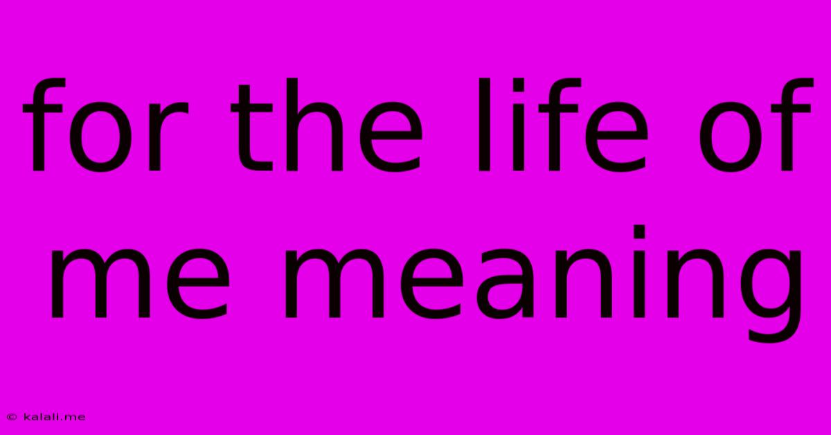 For The Life Of Me Meaning