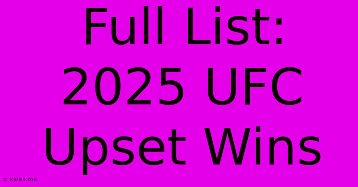 Full List: 2025 UFC Upset Wins