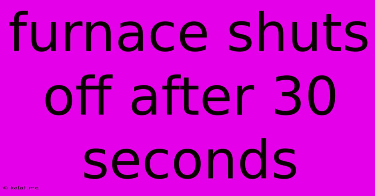 Furnace Shuts Off After 30 Seconds