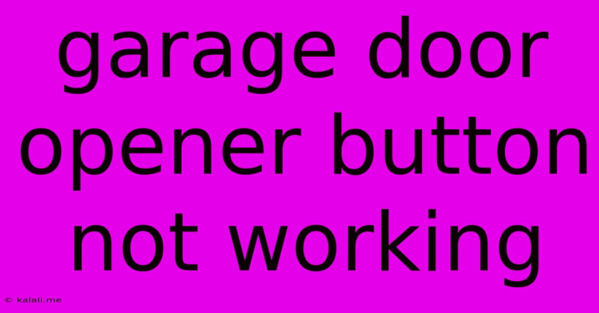 Garage Door Opener Button Not Working