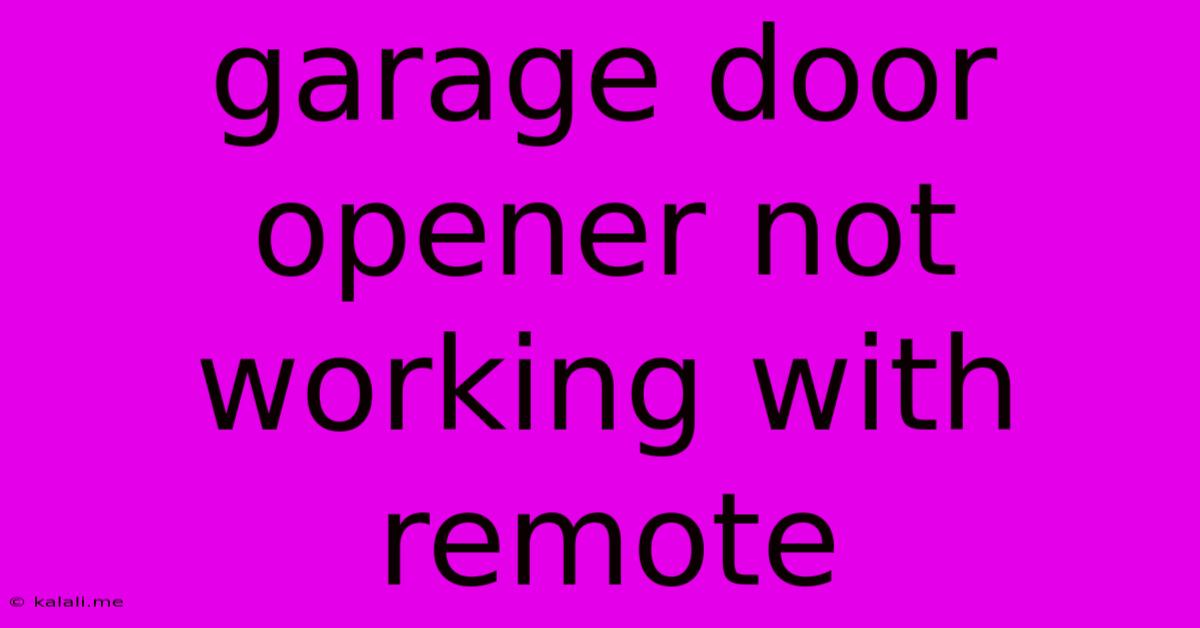 Garage Door Opener Not Working With Remote