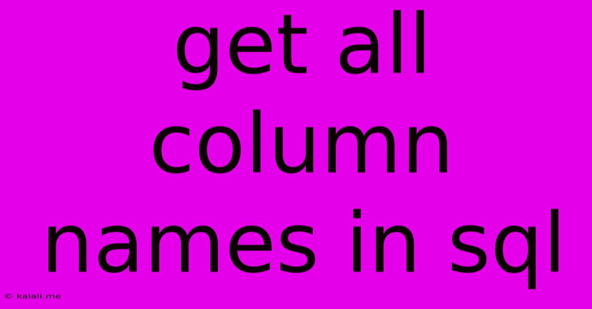 Get All Column Names In Sql