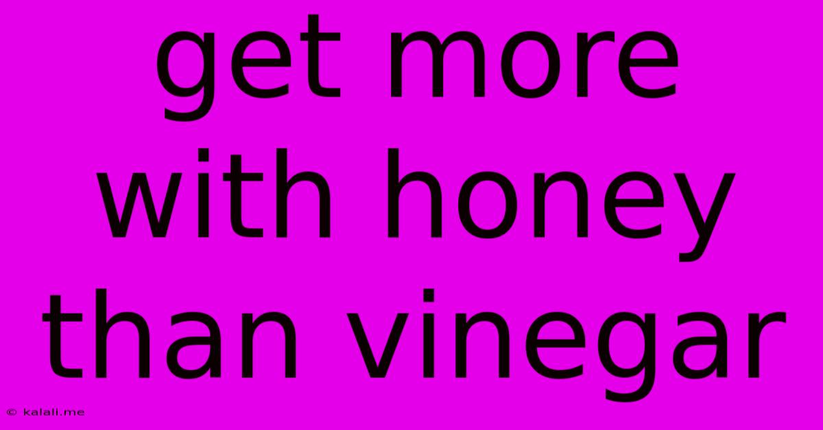 Get More With Honey Than Vinegar