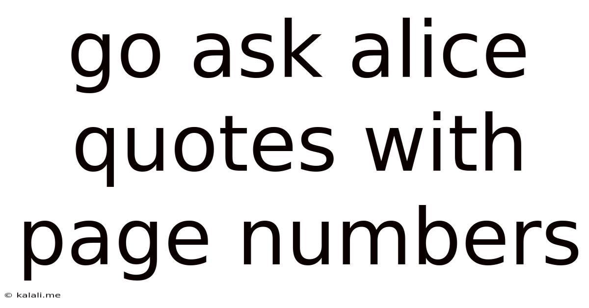 Go Ask Alice Quotes With Page Numbers