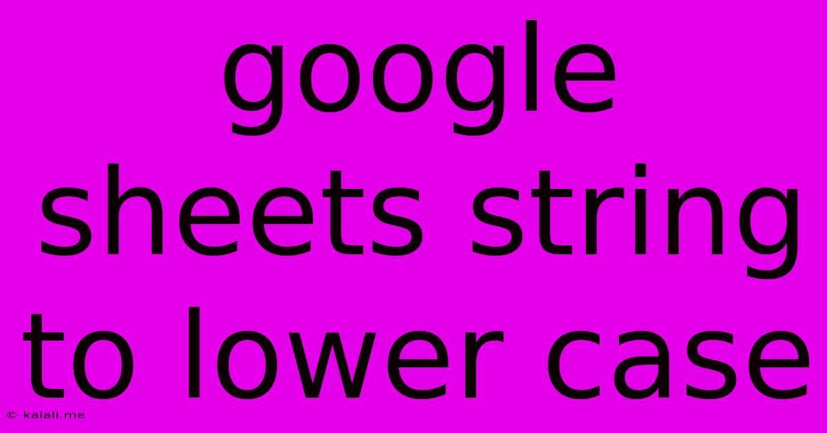 Google Sheets String To Lower Case