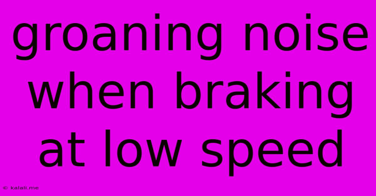 Groaning Noise When Braking At Low Speed