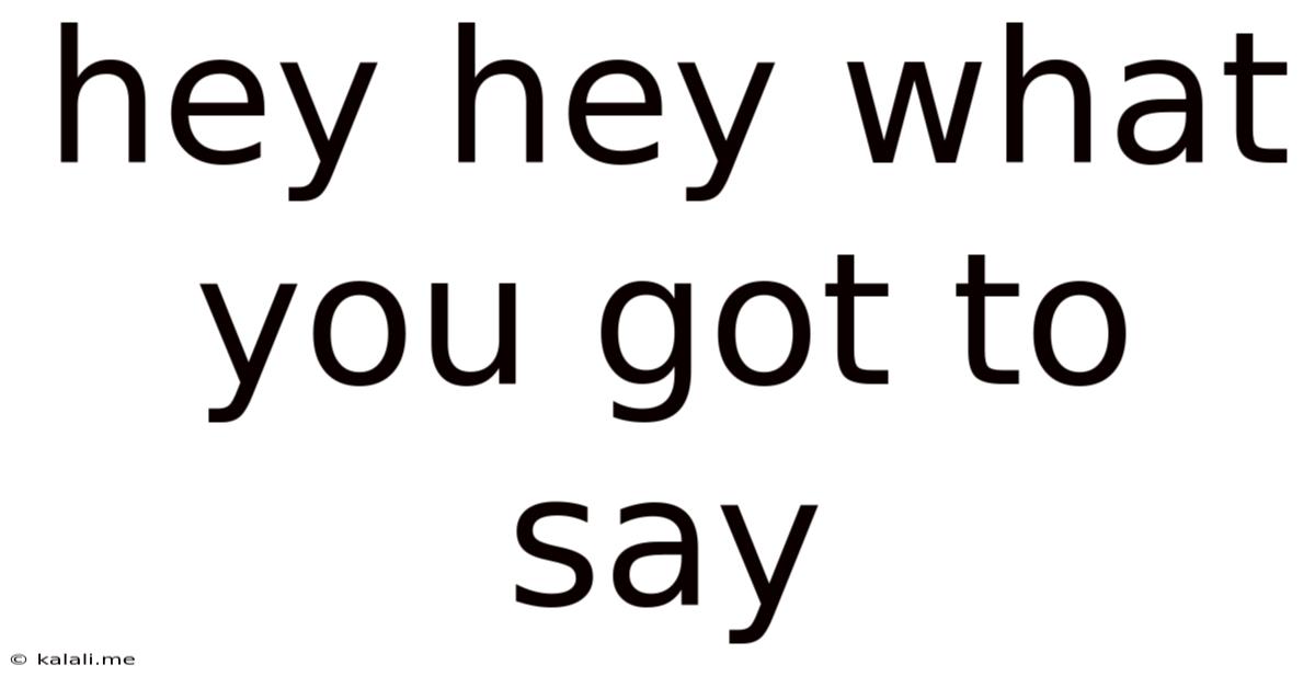 Hey Hey What You Got To Say