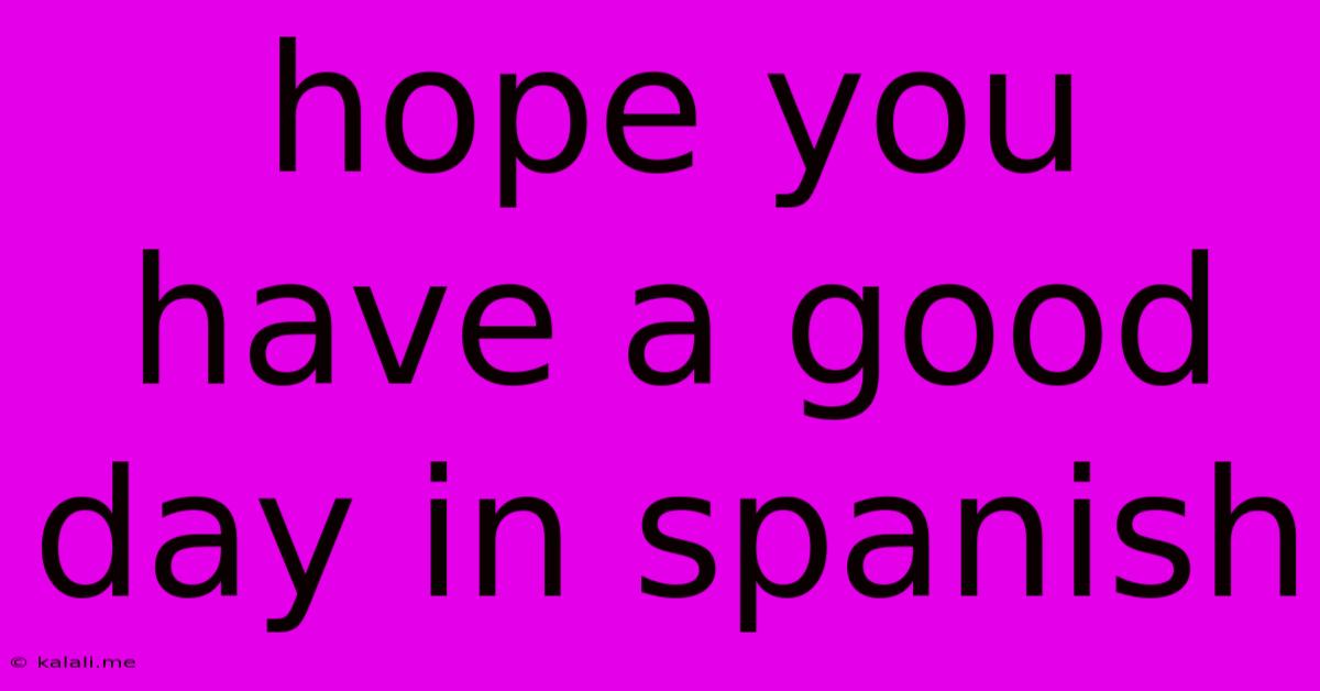 Hope You Have A Good Day In Spanish