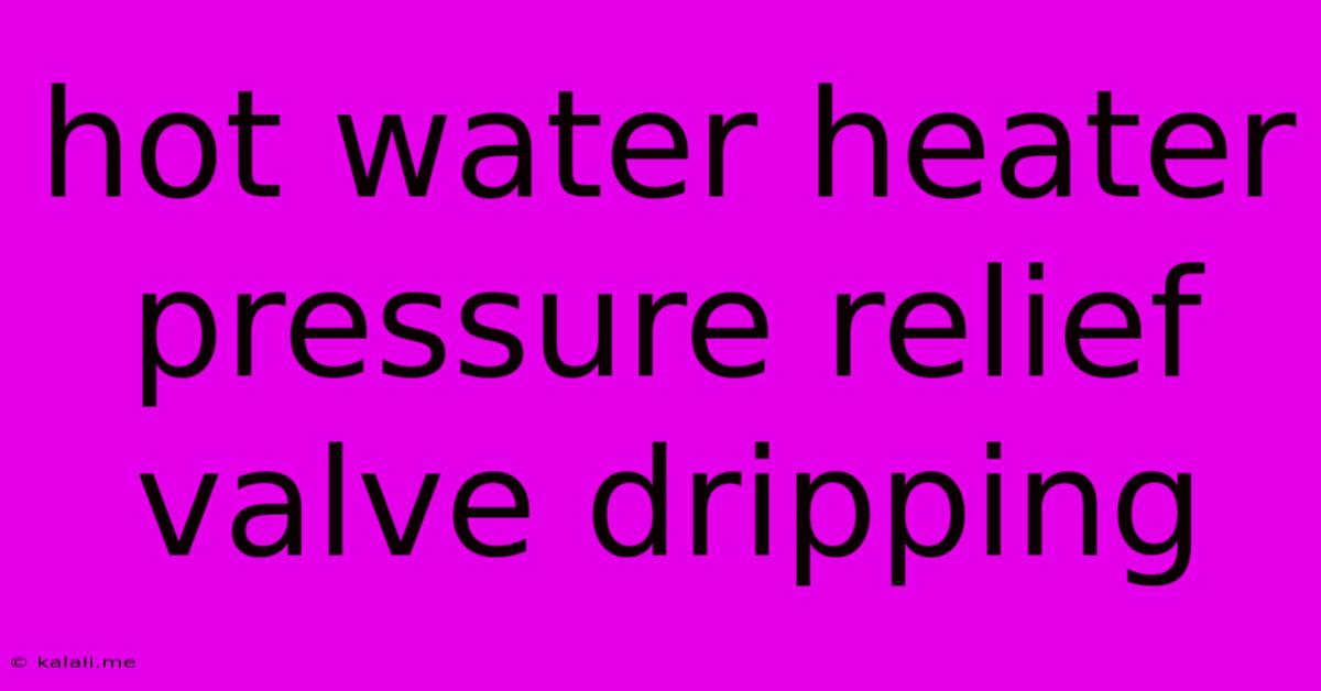 Hot Water Heater Pressure Relief Valve Dripping