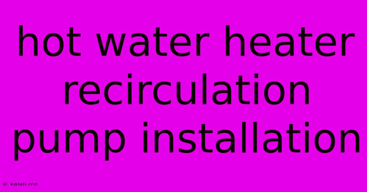 Hot Water Heater Recirculation Pump Installation