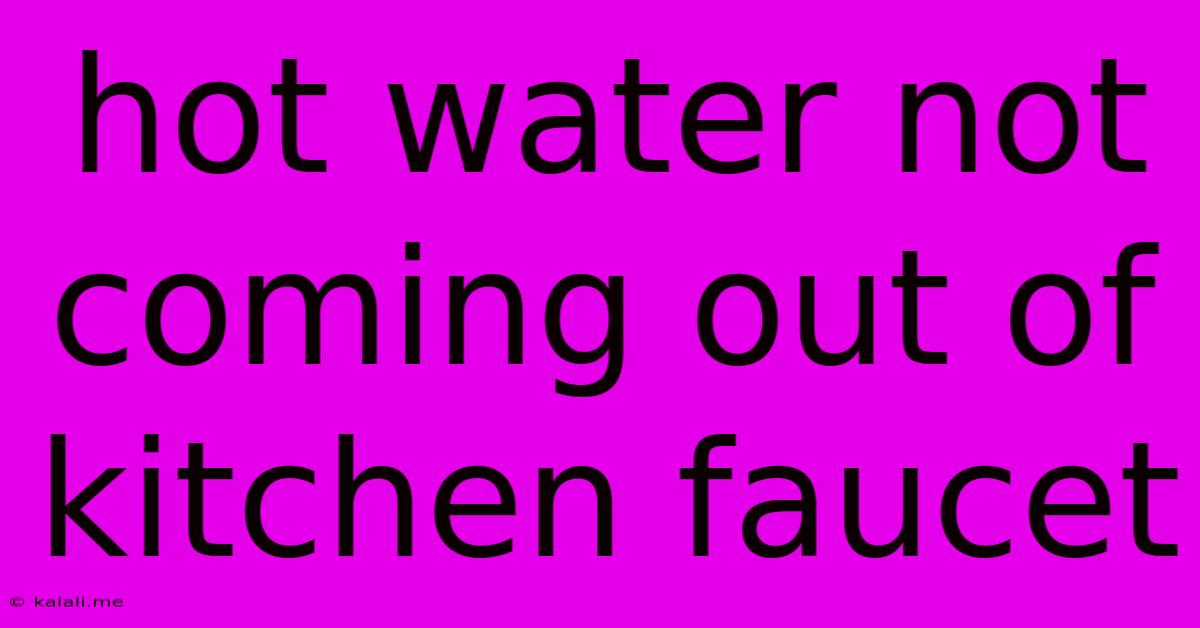 Hot Water Not Coming Out Of Kitchen Faucet