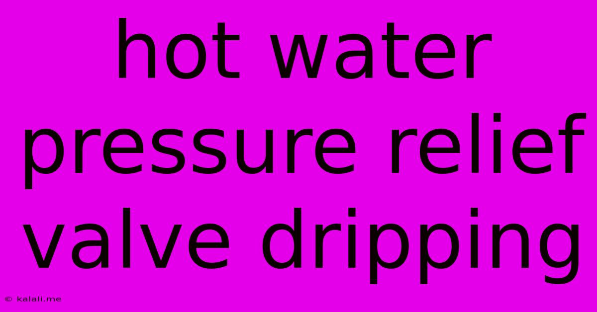 Hot Water Pressure Relief Valve Dripping