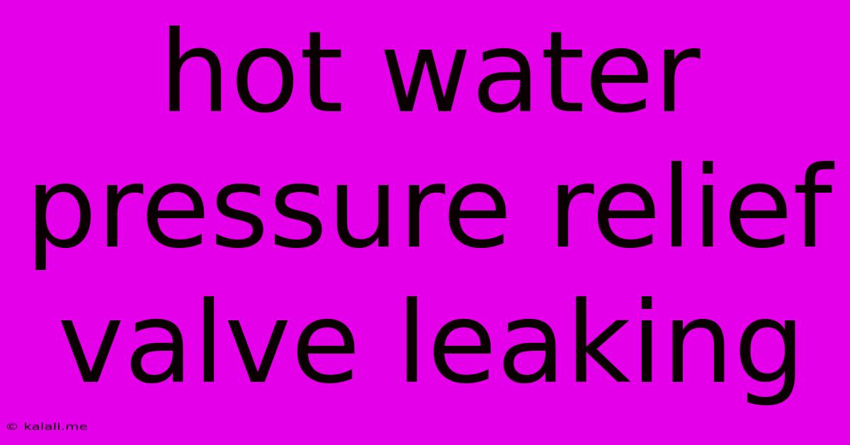 Hot Water Pressure Relief Valve Leaking