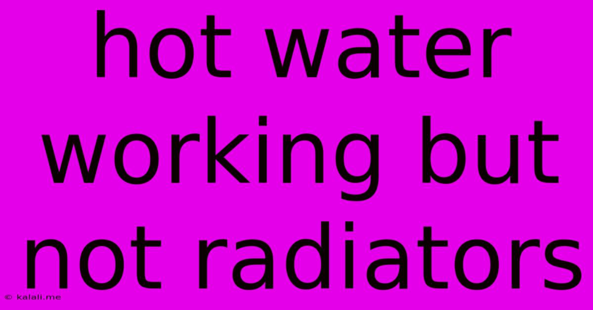 Hot Water Working But Not Radiators