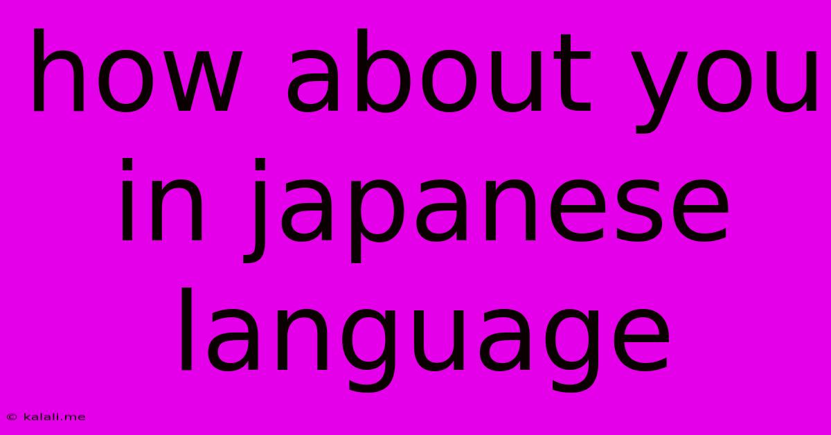 How About You In Japanese Language