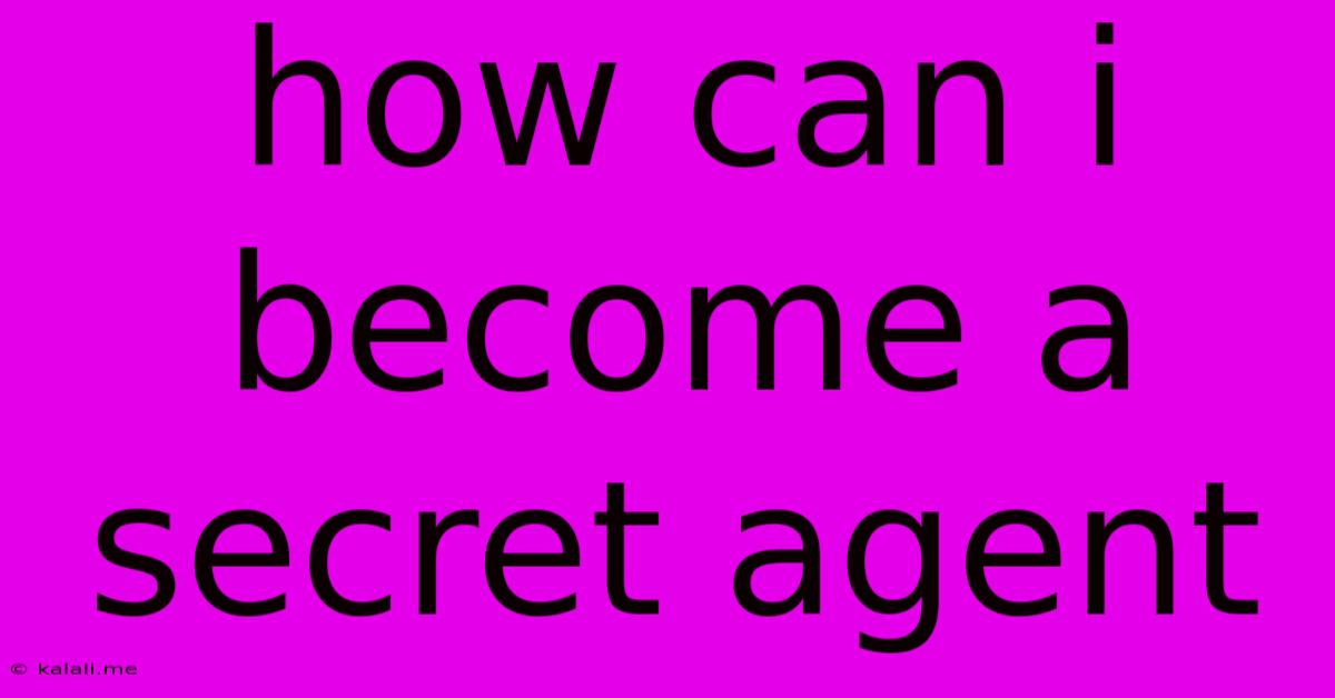 How Can I Become A Secret Agent